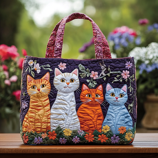 Happy Cat Quilted Tote Bag NCU0DK9706