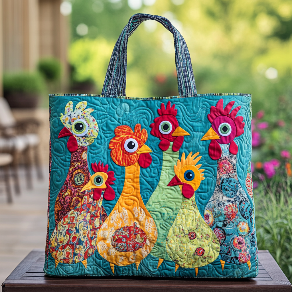 Happy Chicken Quilted Tote Bag NCU0DK9243