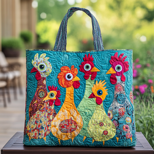 Happy Chicken Quilted Tote Bag NCU0DK9243