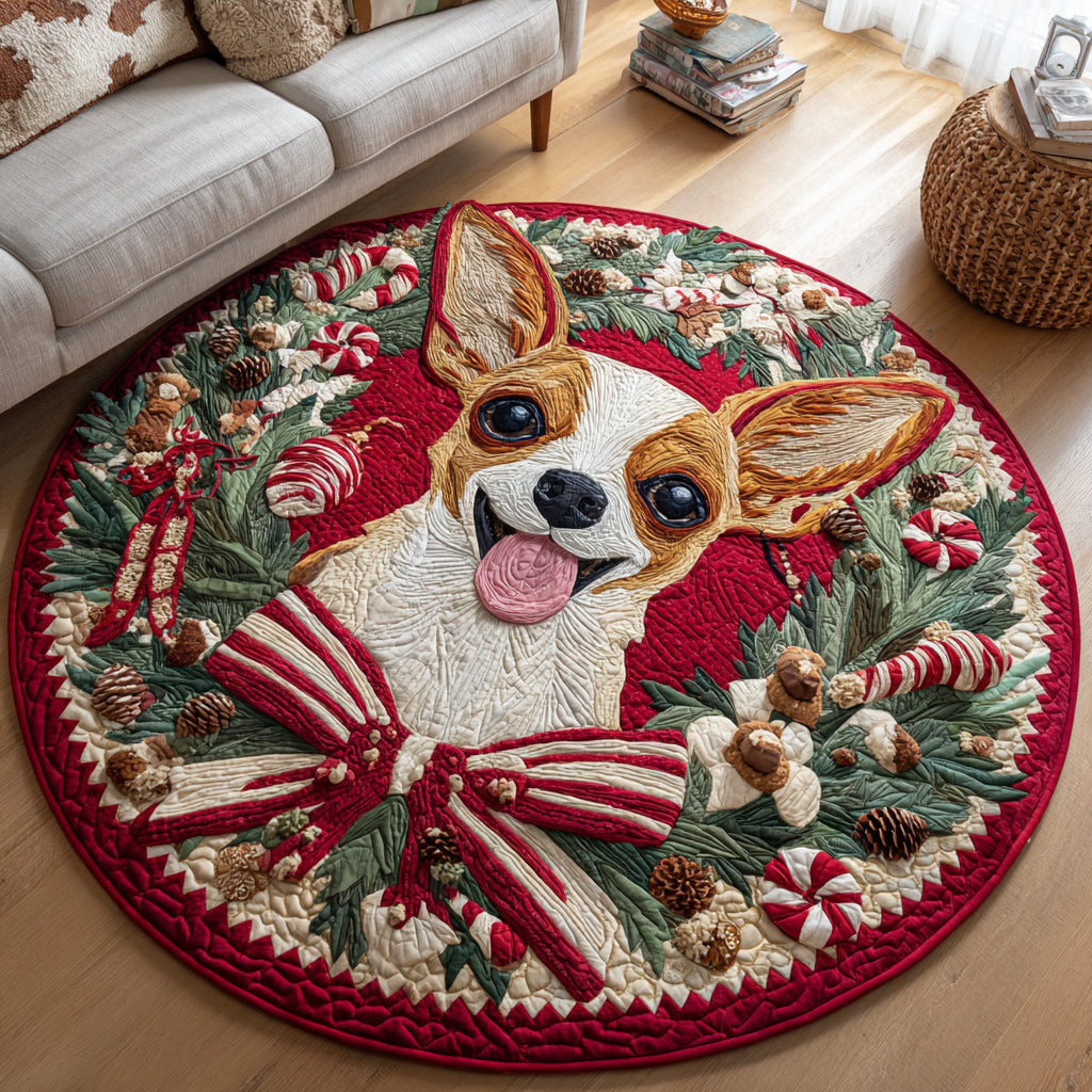 Happy Chihuahua Quilted Round Mat NCU0HH932