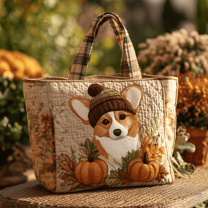 Happy Corgi Quilted Tote Bag NCU0TH2770
