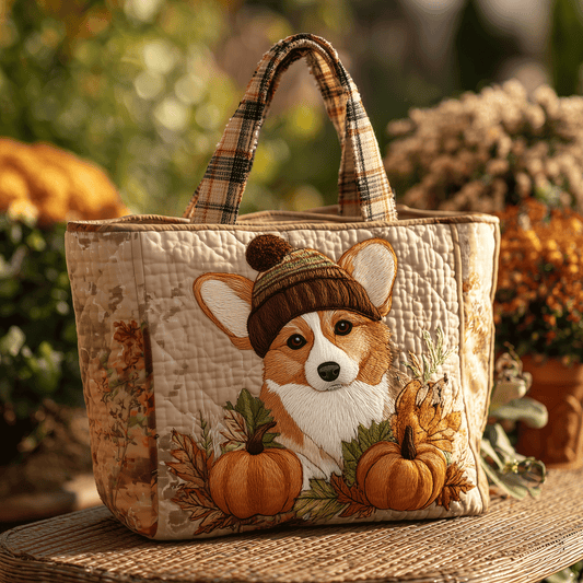 Happy Corgi Quilted Tote Bag NCU0TH2770