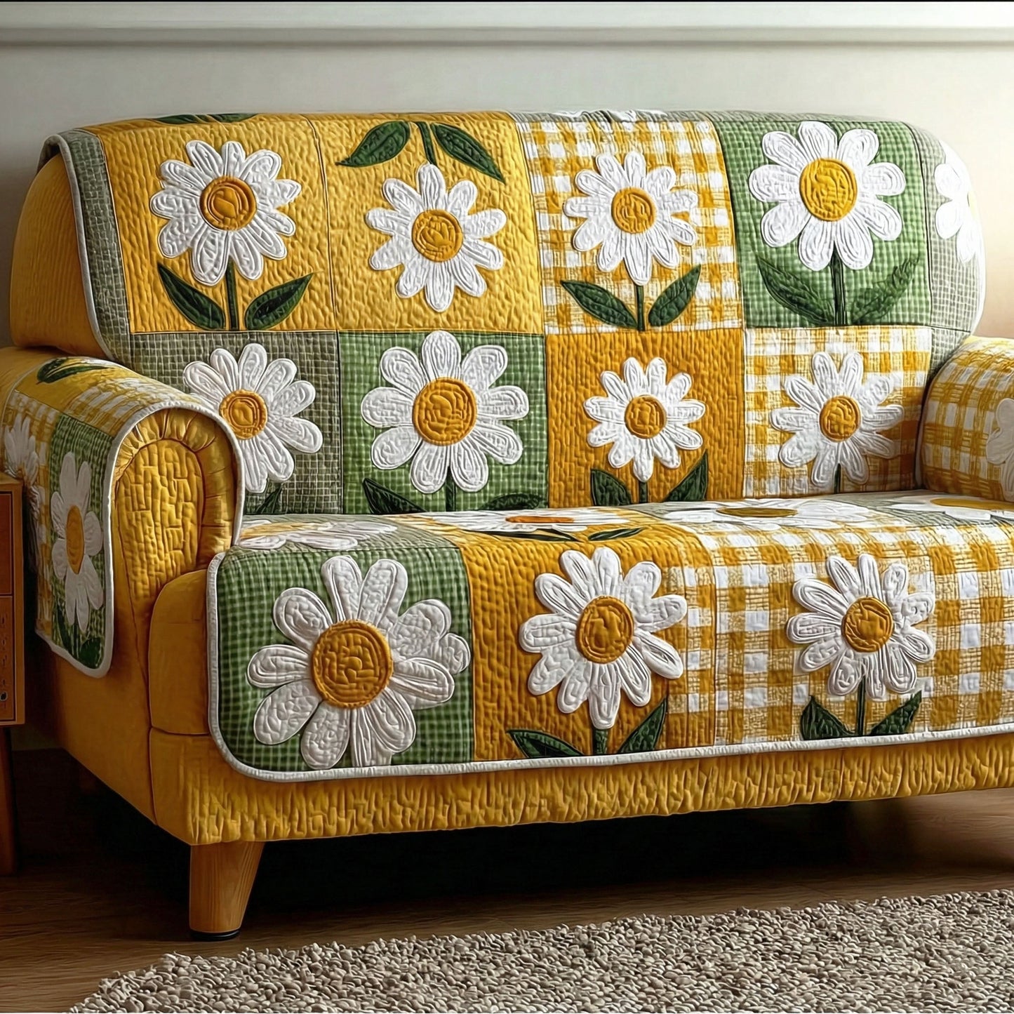 Happy Daisy Quilted Sofa Cover NCU0TD2385