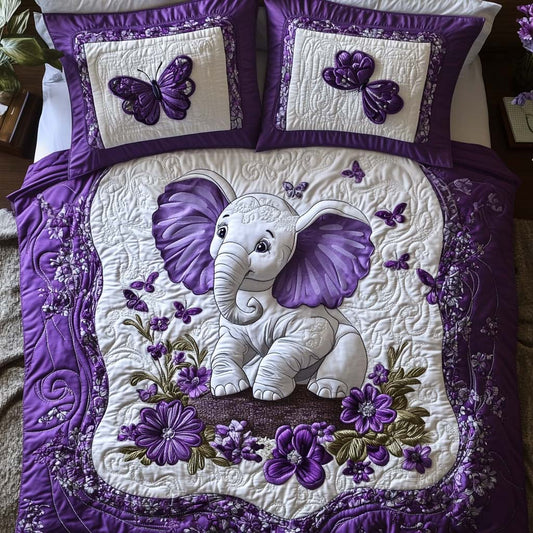 Happy Elephant Days 3-Piece Quilted Bedding Set NCU0NT8310