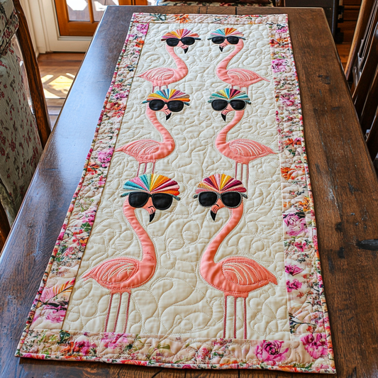 Happy Flamingo Quilted Table Runner NCU0DK9059