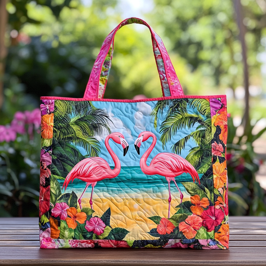 Happy Flamingo Quilted Tote Bag NCU0DK9074