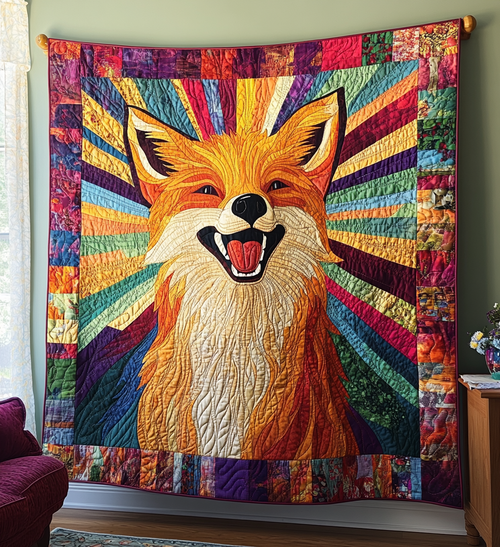 Happy Fox Quilted Blanket NCU0DV557