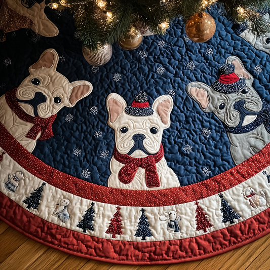 Happy French Bulldog Christmas Quilted Tree Skirt NCU0DK10775