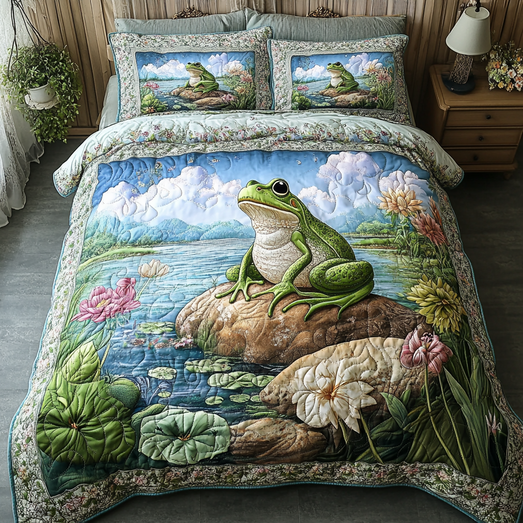 Happy Frog 3-Piece Quilted Bedding Set NCU0DK7514