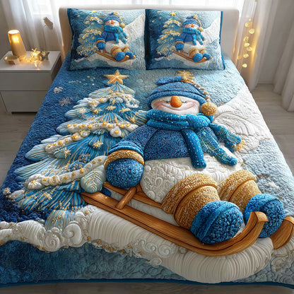 Snowmen Wonderland 3-Piece Quilted Bedding Set NCU0VT308
