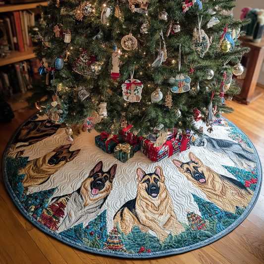 Happy German Shepherd Christmas Quilted Tree Skirt NCU0DK10759