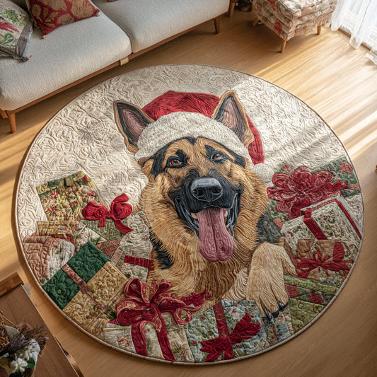 Happy German Shepherd Quilted Round Mat NCU0HH485