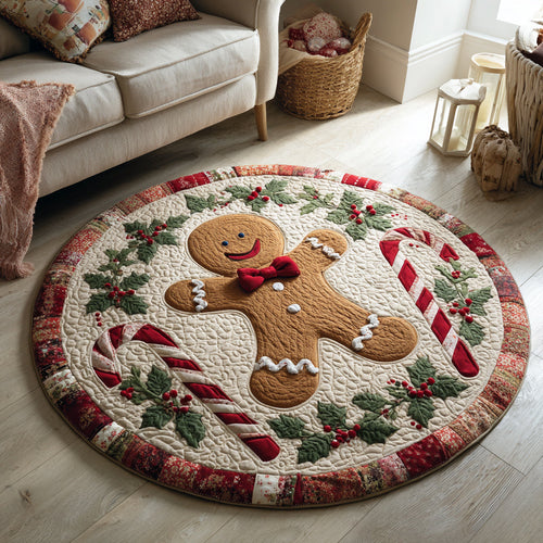 Happy Gingerbread Quilted Round Mat NCU0HH182