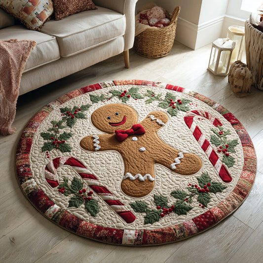 Happy Gingerbread Quilted Round Mat NCU0HH182