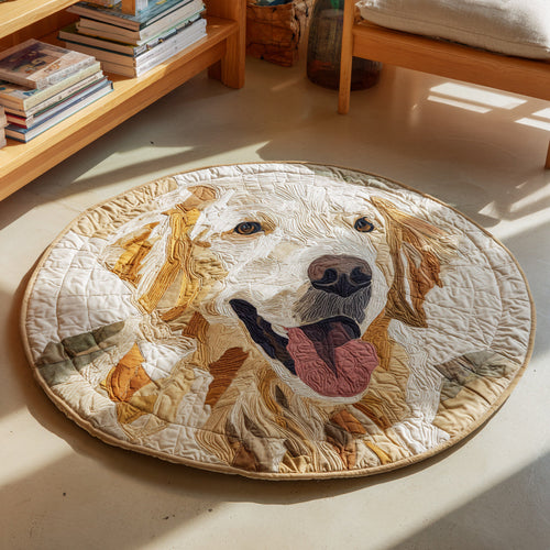 Happy Golden Retriever Quilted Round Mat NCU0HH033