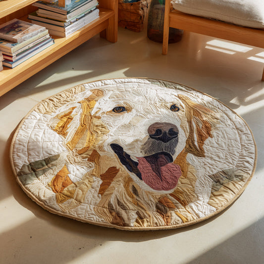 Happy Golden Retriever Quilted Round Mat NCU0HH033