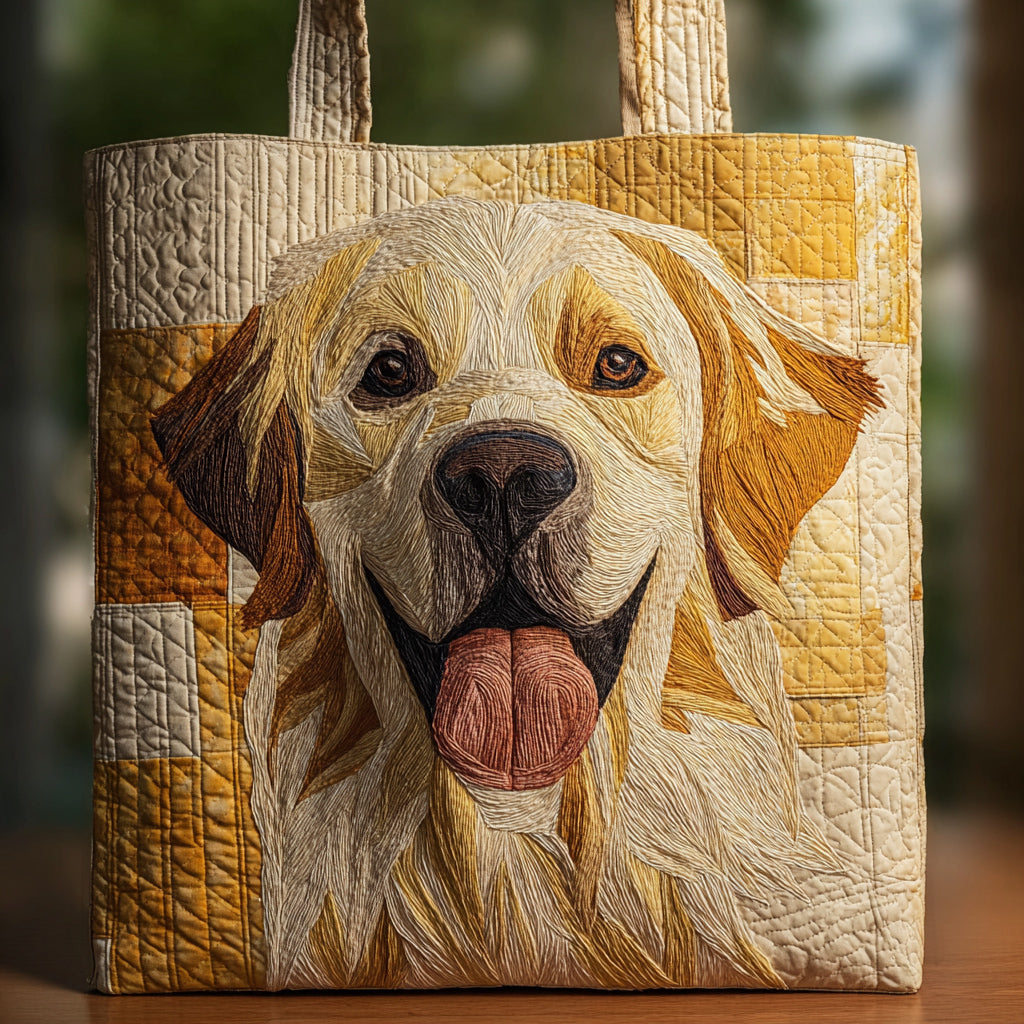 Happy Golden Retriever Quilted Tote Bag NCU0HH162