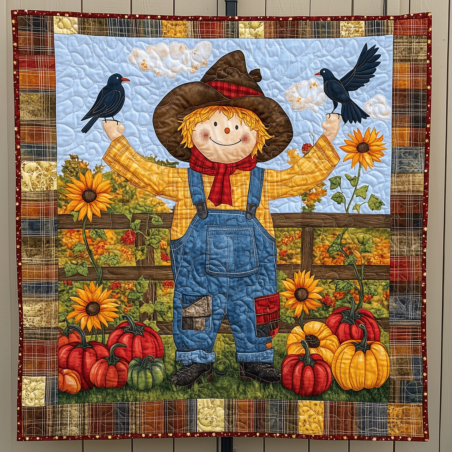 Happy Harvest Scarecrow Quilted Blanket NCU0TH1842