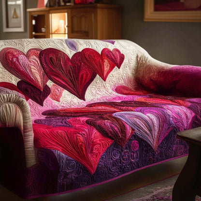 Happy Hearts Quilted Sofa Cover NCU0NT11519