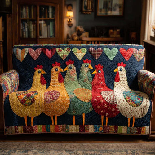 Happy Hen Parade Quilted Sofa Cover NCU0XD2119