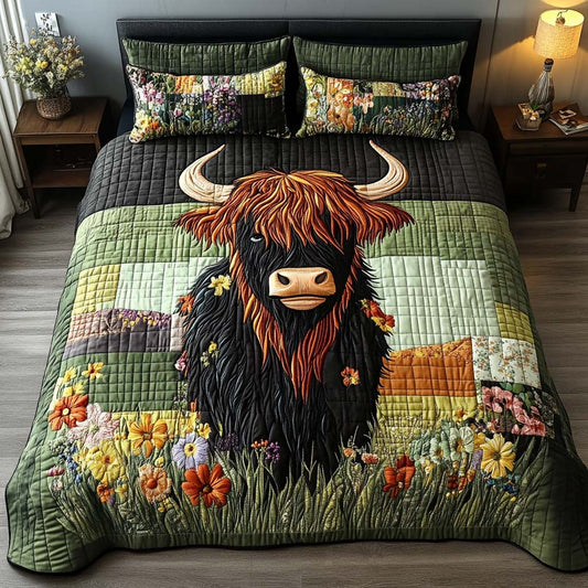 Happy Highland Days 3-Piece Quilted Bedding Set NCU0NT8291