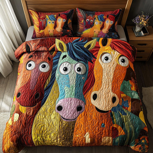 Happy Hooves 3-Piece Quilted Bedding Set NCU0DV7337