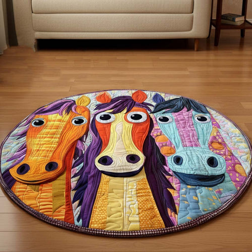 Happy Horse Gang Quilted Round Mat NCU0NT11570