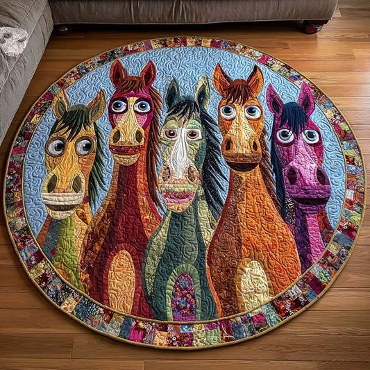 Happy Horses Quilted Round Mat NCU0NT11571