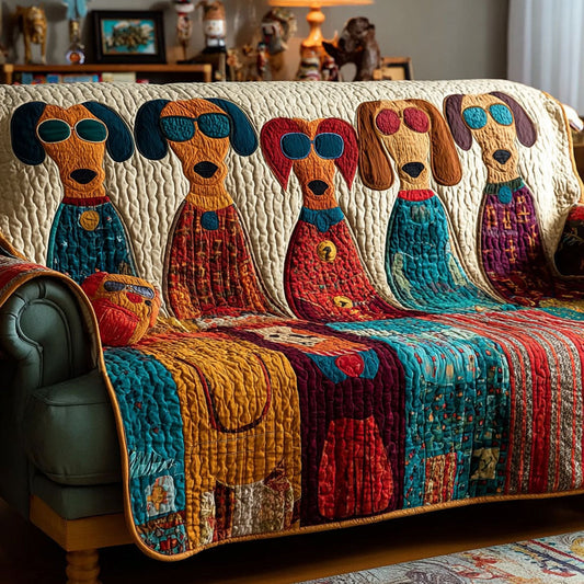 Happy Hounds Quilted Sofa Cover NCU0DK11874