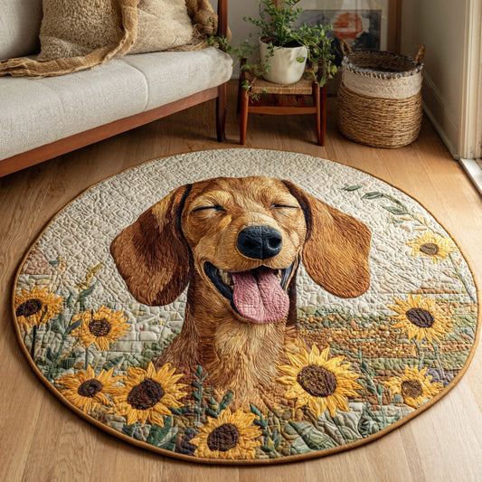 Happy Little Dachshund Quilted Round Mat NCU0HH203