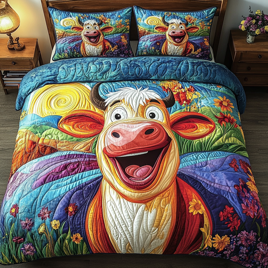 Happy Moo 3-Piece Quilted Bedding Set NCU0VH5468