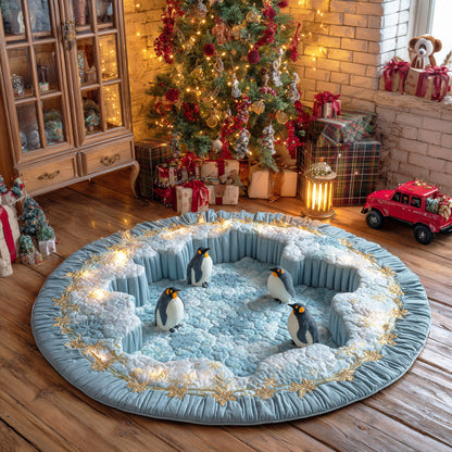 Happy Penguin Winter Quilted Round Mat NCU0TD1790