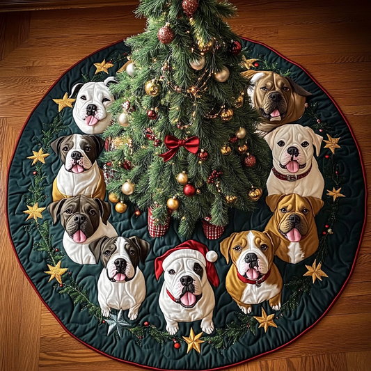 Happy Pitbull Christmas Quilted Tree Skirt NCU0DK10764