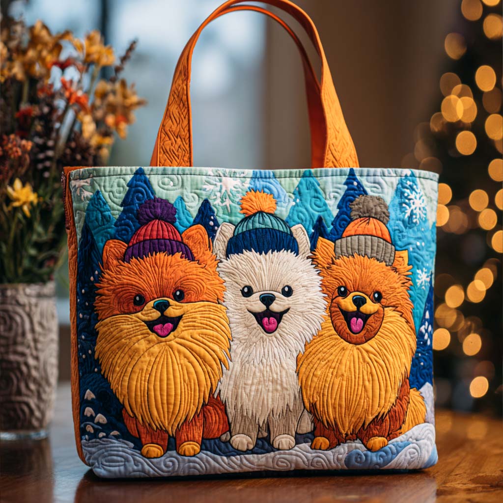 Happy Pom Friends Quilted Tote Bag NCU0NT9874