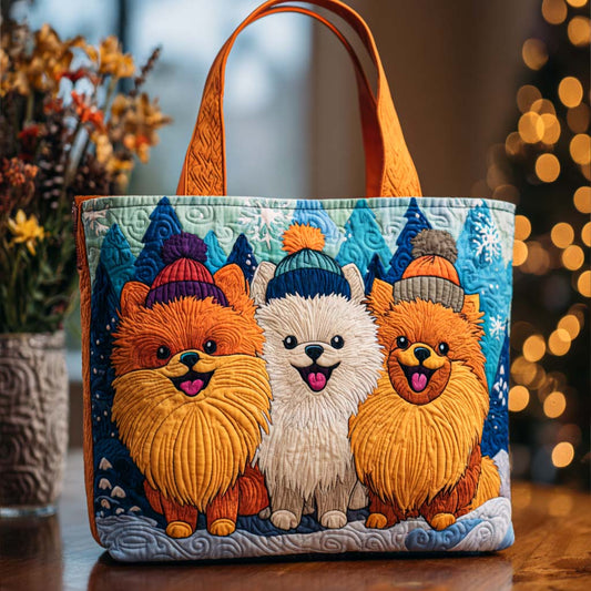 Happy Pom Friends Quilted Tote Bag NCU0NT9874