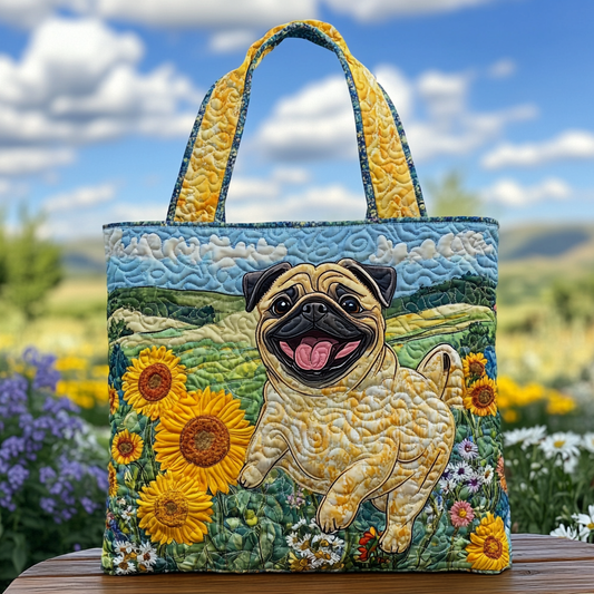 Happy Pug Quilted Tote Bag NCU0DK9465