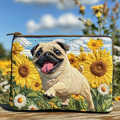 Happy Pug Quilted Zipper Pouch NCU0DK9465