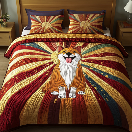 Happy Pup 3-Piece Quilted Bedding Set NCU0VH2145