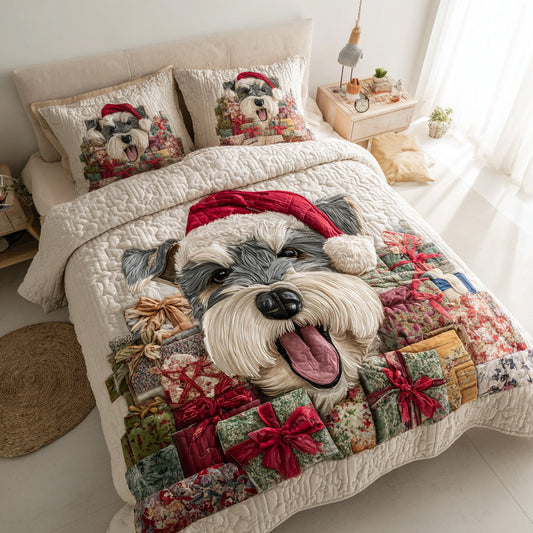 Happy Schnauzer Present 3-Piece Quilted Bedding Set NCU0HH399