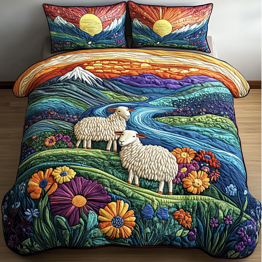 Happy Sheep 3-Piece Quilted Bedding Set NCU0DK3959