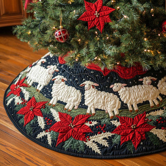 Happy Sheep Christmas Quilted Tree Skirt NCU0NT10792