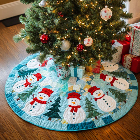 Happy Snow Christmas Quilted Tree Skirt NCU0NT11096