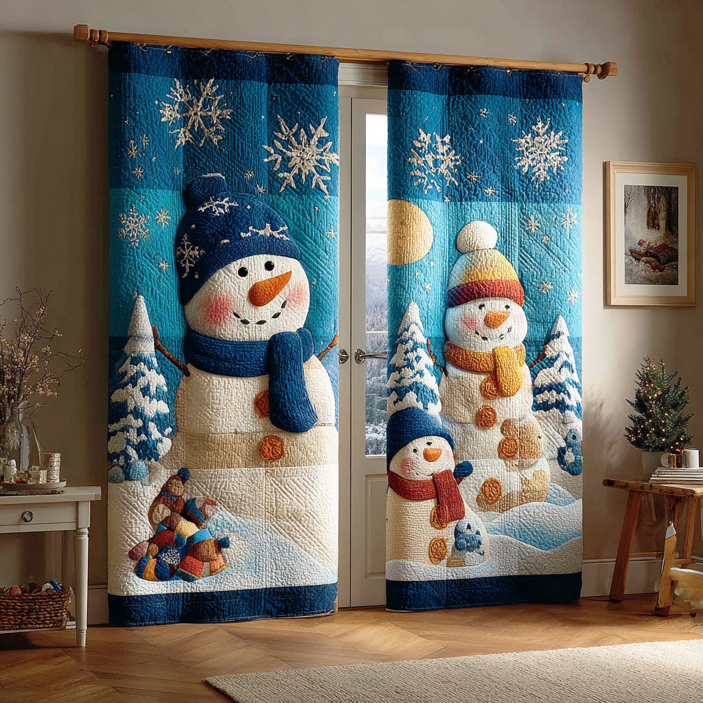 Happy Snow Gathering Quilted Curtains NCU0TD1377