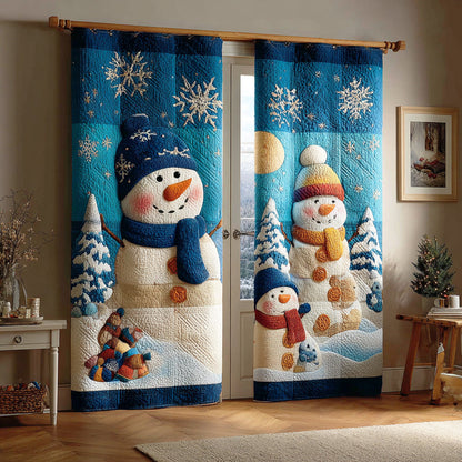 Happy Snow Gathering Quilted Curtains NCU0TD1377