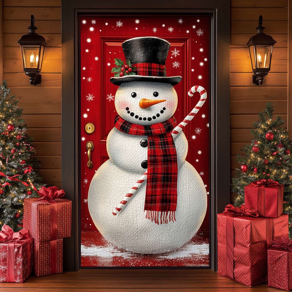 Happy Snowman Quilted Door Cover NCU0DK10978