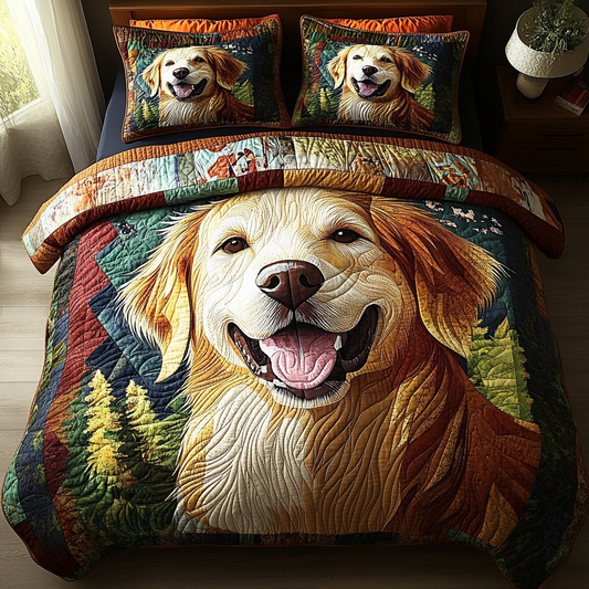Happy Tail 3-Piece Quilted Bedding Set NCU0DV5496