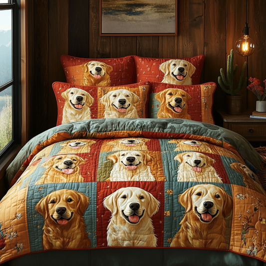 Happy Tail 3-Piece Quilted Bedding Set NCU0DV5525