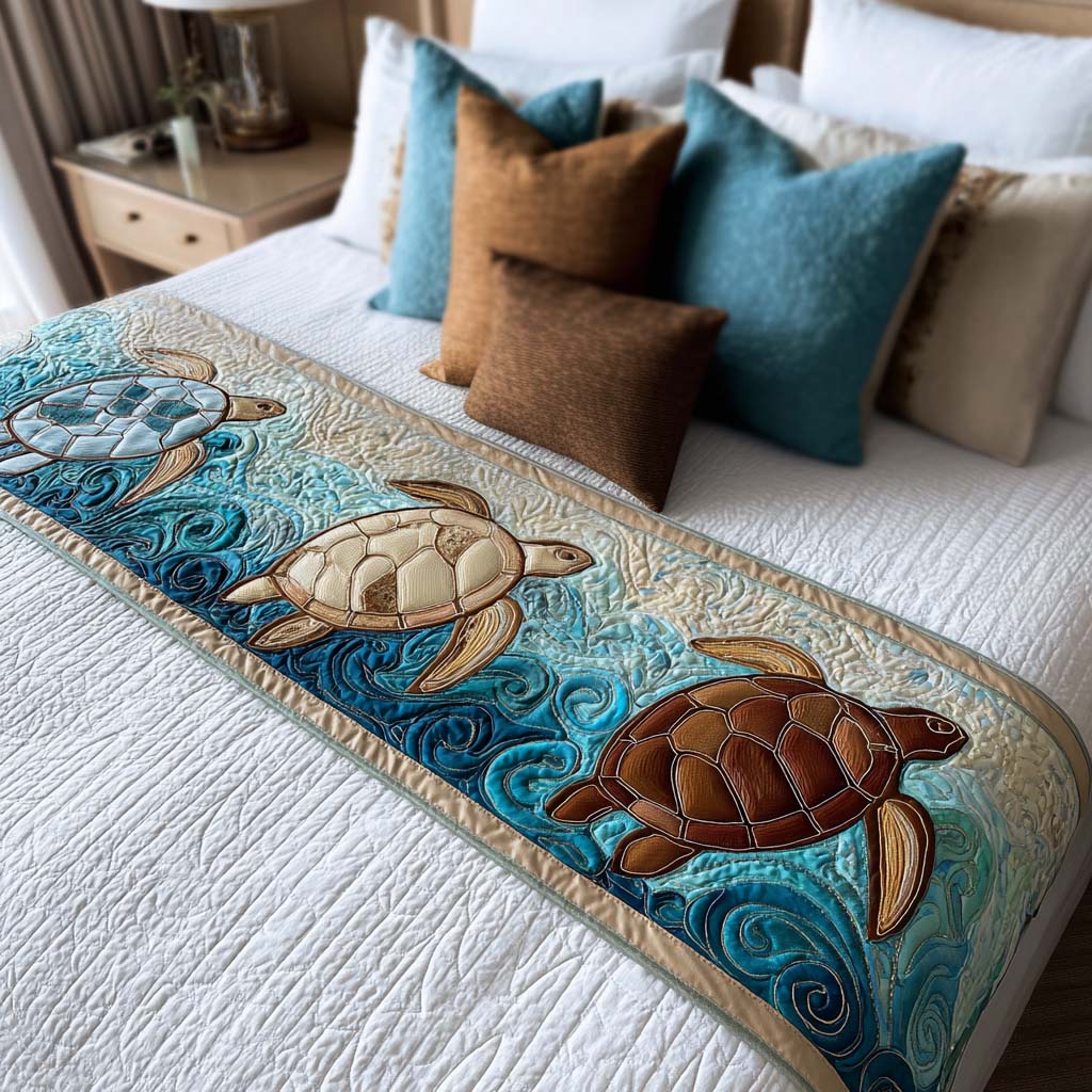 Happy Turtle Bay Quilted Bed Runner NCU0NT8507