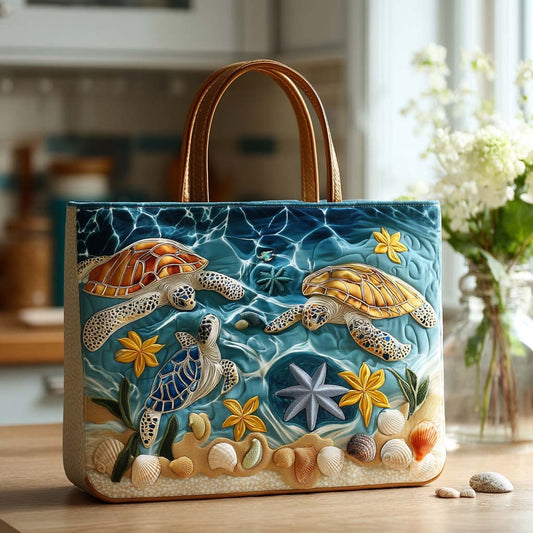 Happy Turtle Stroll Quilted Tote Bag NCU0NT8675