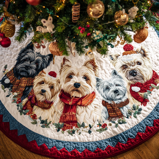 Happy West Highland Terrier Christmas Quilted Tree Skirt NCU0DK10820